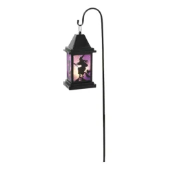 Purple Solar Powered Lantern With Witch Yard Theme< Outlet