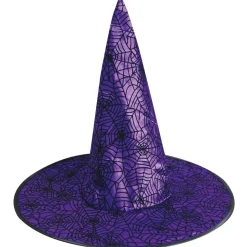 Purple Witch Hat with Spiderweb Pattern Enchant Your Look< Hot