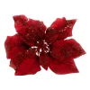 10" Glittered Poinsettia Clip, Festive Red, Polyester< Best