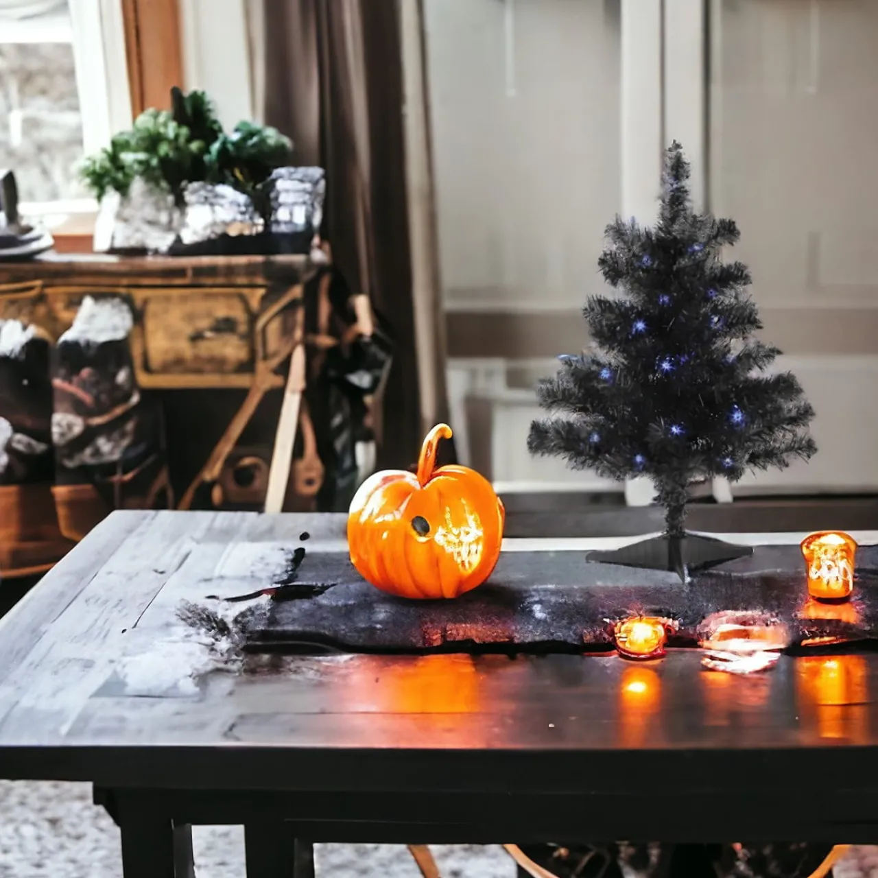 18" Pre-Lit Black Christmas Tree<Old World Glass Outlet