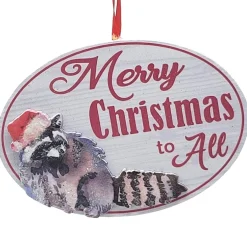 "Merry Christmas To All" Woodland Animal Sign Ornament<Kurt Adler Online