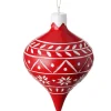 Red &amp; White Snowflake Tear Drop Ball Ornament< Sale