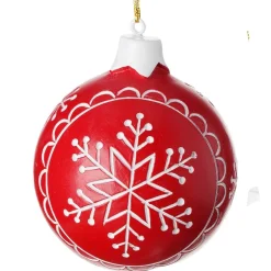 Red &amp; White Snowflake Ball< Clearance