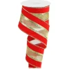 Red and Gold Mesh Velvet Ribbon 10 Yards Long x 2.5 Inches Wide< Clearance