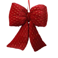 Red and Gold Velvet Polyester Bow< Hot