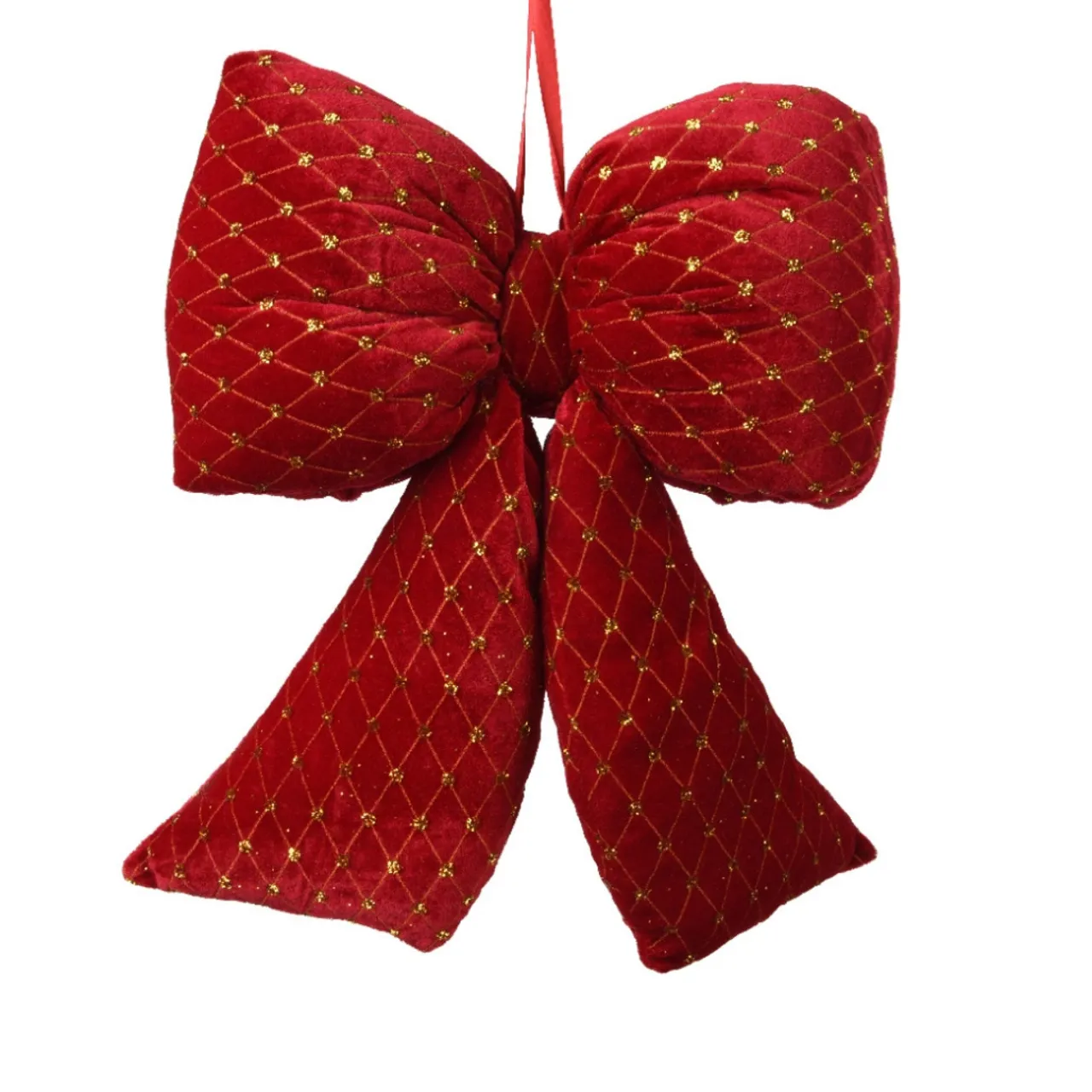 Red and Gold Velvet Polyester Bow< Hot