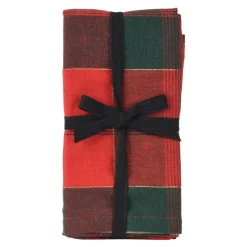 Red And Green Plaid Cloth Napkins Set of 4< New