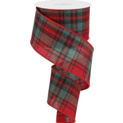 Red And Green Woven Plaid Ribbon 10 Yards 2.5 Inches Wide< Best