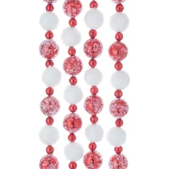 Red and White Frosted Beaded Garland<Kurt Adler Hot