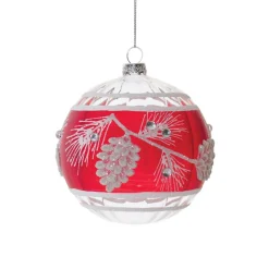 Red and White Pinecone Ball Ornament< Fashion