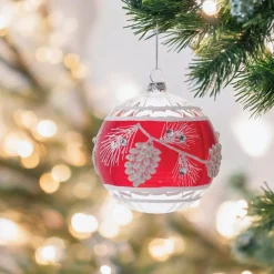 Red and White Pinecone Ball Ornament< Fashion