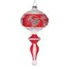 Red and White Pinecone Drop Finial Ornament< Best