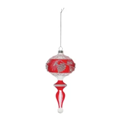 Red and White Pinecone Drop Finial Ornament< Best
