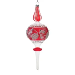 Red and White Pinecone Finial Ornament< Hot
