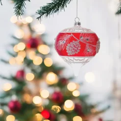Red and White Pinecone Onion Ornament< Best