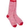 Red Check Feather Crew Socks< Fashion