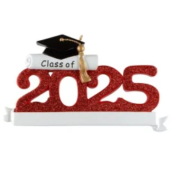 Red Class of 2025 Graduation Personalized Ornament< Fashion