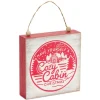 Red Cozy Cabin Hanging Wood Sign< Sale
