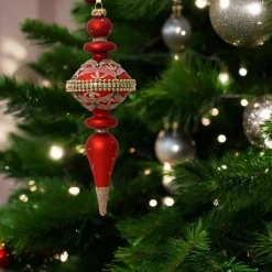 Red Elegant Glass Finial Set of 2 Ornaments< Outlet