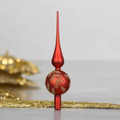 Red Glass Finial Tree Topper< New