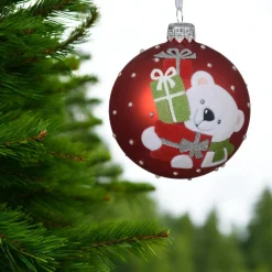 Red Glass Polar Bear Ornament< Best