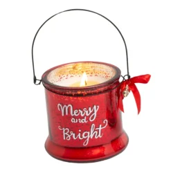 Red Mercury Glass Jar Candle with Handle - Merry and Bright< Clearance