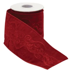 Red Velvet Scroll Wired Ribbon< Outlet