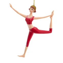Red Yoga Woman Ornament<Kurt Adler Online