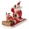 Resin Santa with Pig on Sled Figurine< Clearance