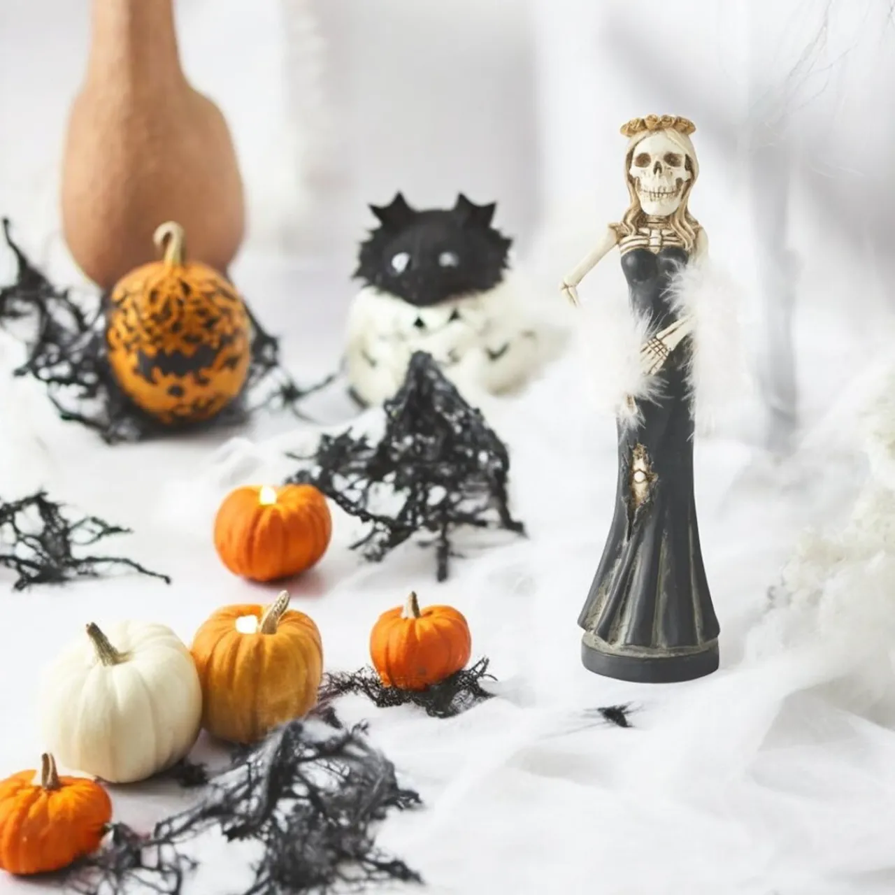 Resin Skeleton Lady Taper Candlestick Holder< Fashion