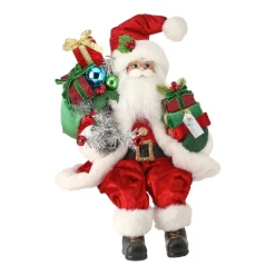 Retro Sitting Santa with Tinsel Figurine< Hot