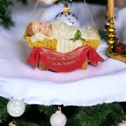 Roman - 3" Baby Jesus In Manger Ornament< New