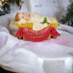 Roman - 3" Baby Jesus In Manger Ornament< New