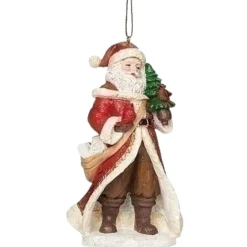Roman - 5" Santa Ornament Holding A Tree< Hot