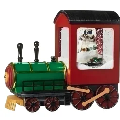Roman Lighted Snow blowing Musical Train< New