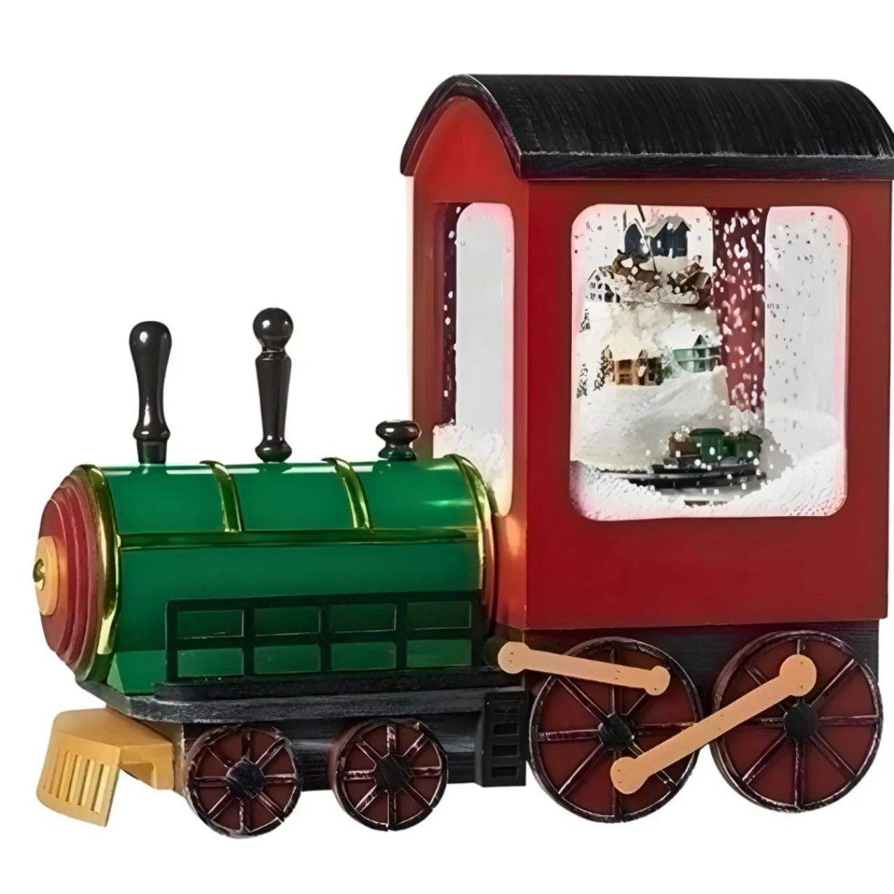 Roman Lighted Snow blowing Musical Train< New
