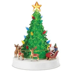Rotating Musical LED Christmas Tree With Santa and Sleigh Figurine< Fashion