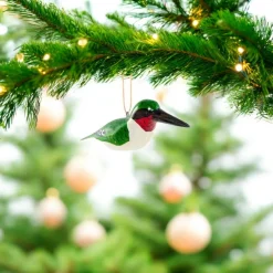 Ruby-Throated Hummingbird Wood Ornament< Online
