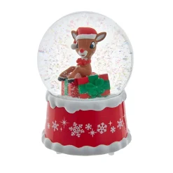 Rudolph The Red Nose Reindeer In Present Water Globe<Kurt Adler Online