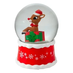 Rudolph The Red Nose Reindeer In Present Water Globe<Kurt Adler Online