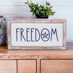 Rustic Patriotic 'FREEDOM' Wooden Frame Metal Sign< Best
