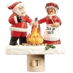 Santa and Mrs. Claus Campfire Night Light, Swivel Plug-in< Sale