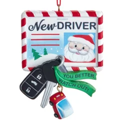 Santa Driving License Ornament<Kurt Adler Discount