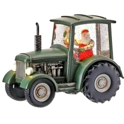 Santa Green Tractor Water Globe Shimmer< Clearance