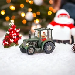 Santa Green Tractor Water Globe Shimmer< Clearance