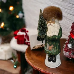 Santa in Fur Hat Candy Container< New