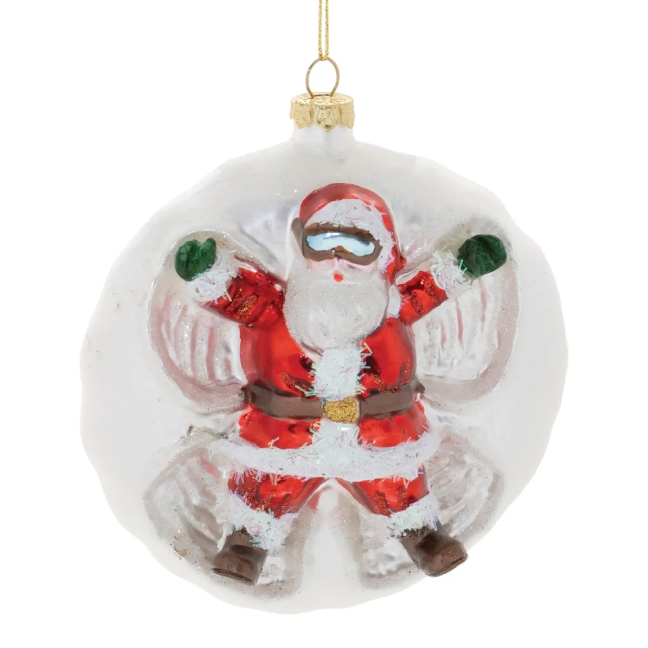 Santa Making Snow Angel Ball Ornament< Best