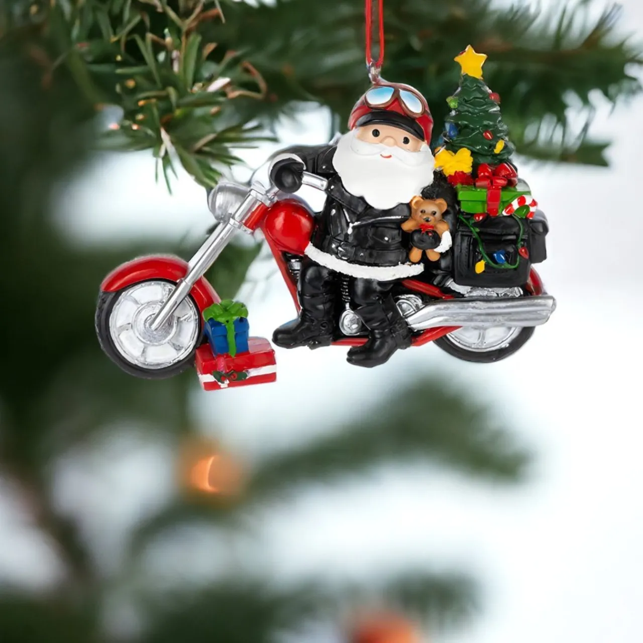 Santa on Motorcycle Chopper Christmas Ornament< Online