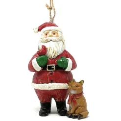 Santa with Cardinal and Fox Ornament< Sale