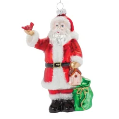 Santa With Cardinal Ornament< Hot